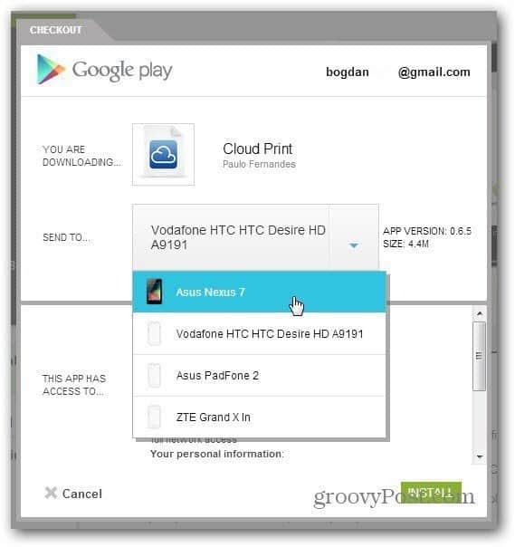 aplicația de android cu versiune cloud tipărire