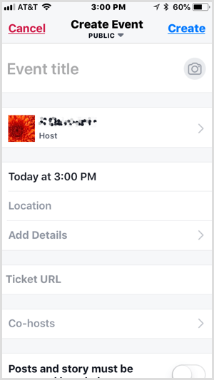 configurați evenimentul cu aplicația Facebook Local