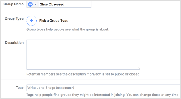 Setările de editare a grupului Facebook