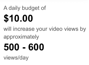 numărul aproximativ de vizionări de anunțuri YouTube proiectate