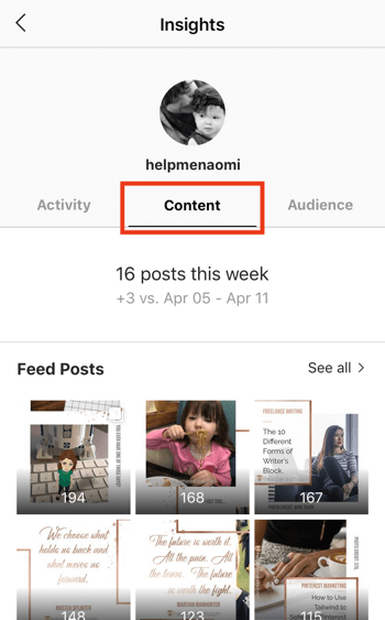 Vizualizați datele despre rentabilitatea Instagram Stories, Pasul 2.
