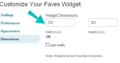 dimensiunile widgetului