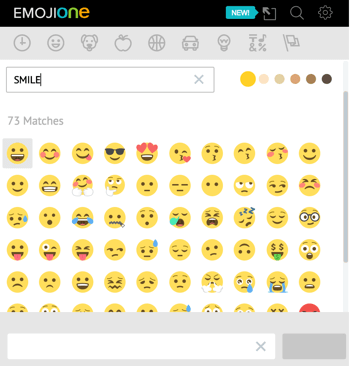 Faceți clic pe pictograma unicorn pentru a deschide biblioteca de emoji EmojiOne.