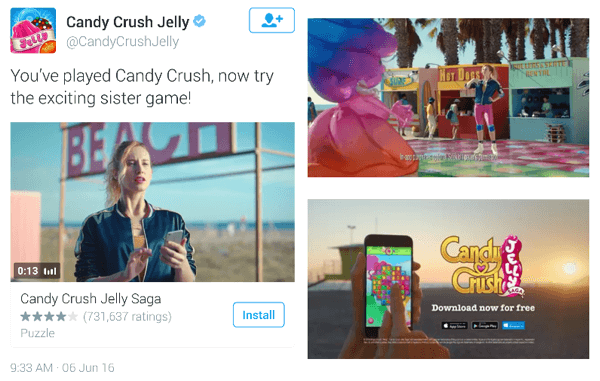 Anunț video Twitter candy crush