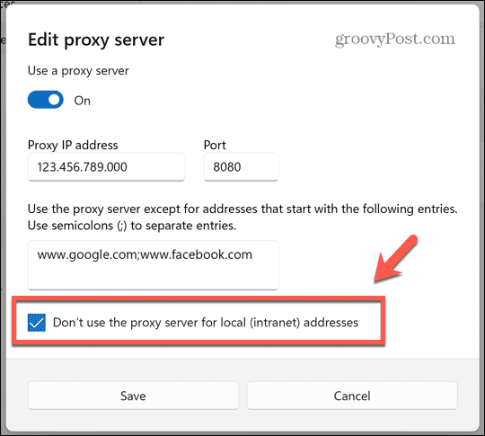 Windows nu utilizează proxy pentru site-urile locale