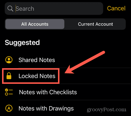 iphone caută note blocate