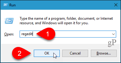 Deschideți Editorul Registrului în Windows 10