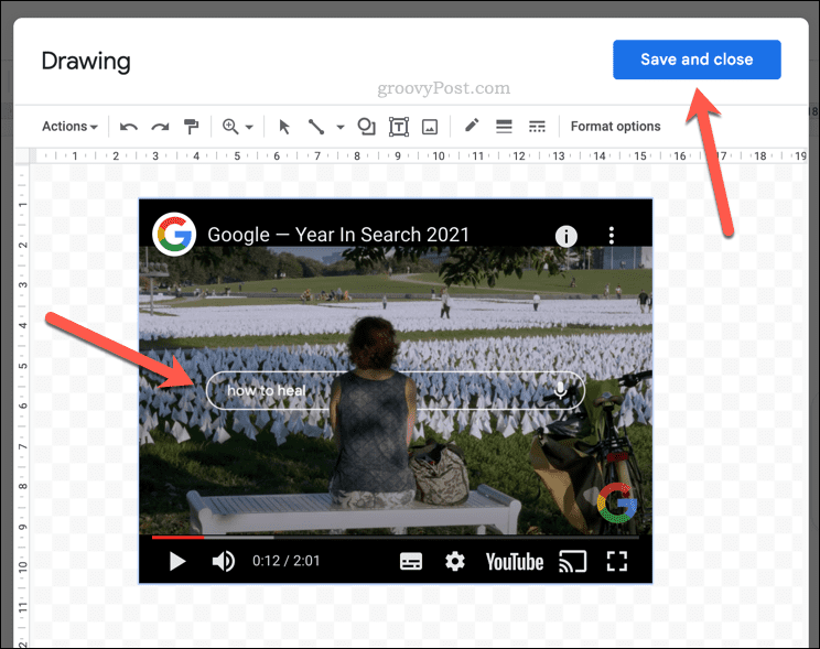 Redarea unui videoclip YouTube în interiorul unui desen Google Docs