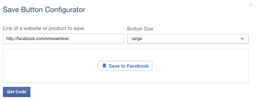 butonul de salvare facebook setat la pagina