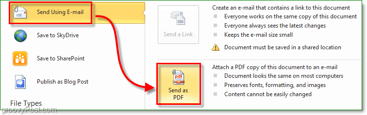 creați un document pdf securizat și trimiteți-l prin e-mail folosind Office 2010