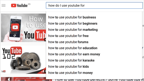 termenii de căutare pe YouTube