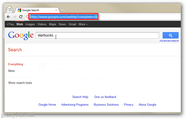 căutare instantanee dezactivată în Google Chrome