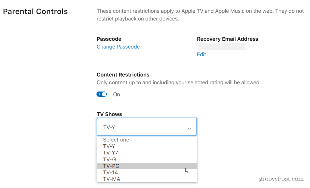 Cum se utilizează controale parentale pe Apple TV Plus