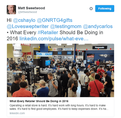Matt Sweetwood împărtășește postările de pe LinkedIn