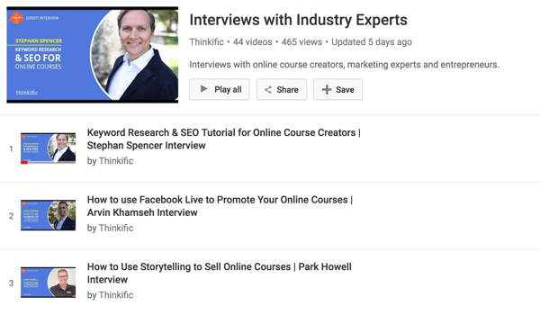 Canalul YouTube al Thinkific are o serie de interviuri cu creatorii de cursuri online.