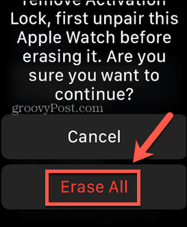Apple Watch șterge totul