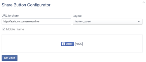 butonul de partajare facebook setat pe pagina de facebook