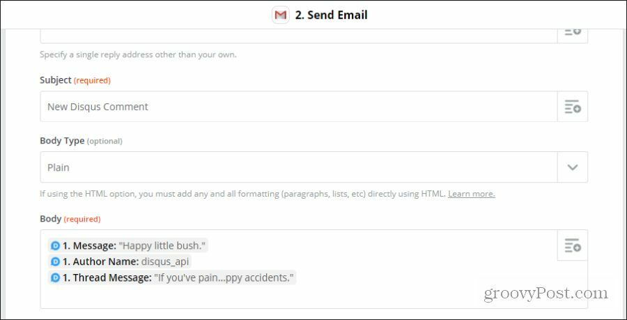 personalizați e-mailul disqus