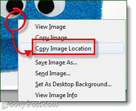 copiați locația imaginii în firefox sau crom