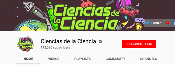 Cum să recrutezi influențatori sociali plătiți, exemplu al canalului YouTube vorbitor de spaniolă Ciencias de la Ciencia
