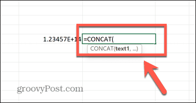 funcția excel concat