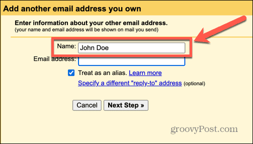 numele alias gmail