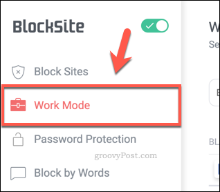 Fila Mod de lucru BlockSite