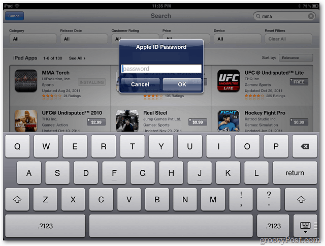 iPad Introduceți parola
