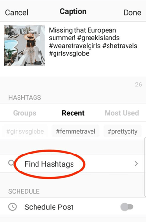 Aplicația Previzualizare vă ajută să găsiți hashtag-uri relevante pe care să le adăugați la postare.
