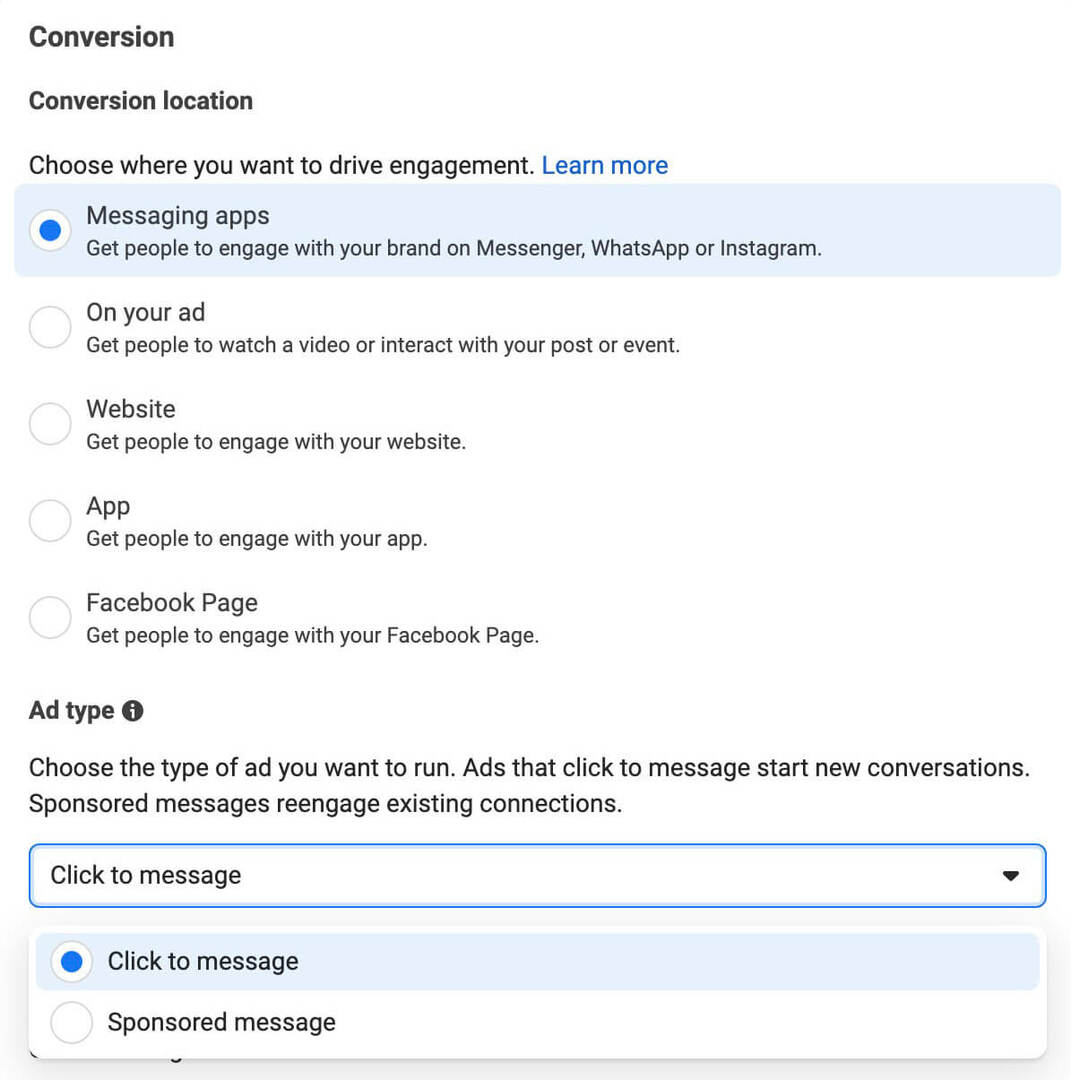 set-up-click-to-messenger-ads-in-facebook-reels-configure-ad-set-engagement-obiective-3