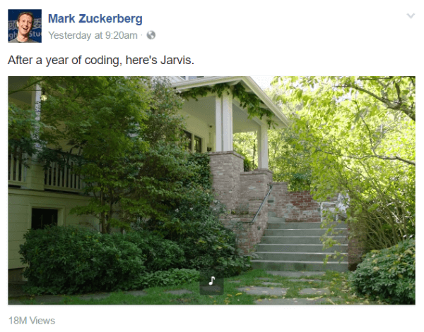 Într-o serie de postări video pe pagina sa publică, Mark Zuckerberg a debutat pe Jarvis, un nou sistem AI personal care folosește instrumente Facebook, solicitări de limbaj natural și recunoaștere facială.