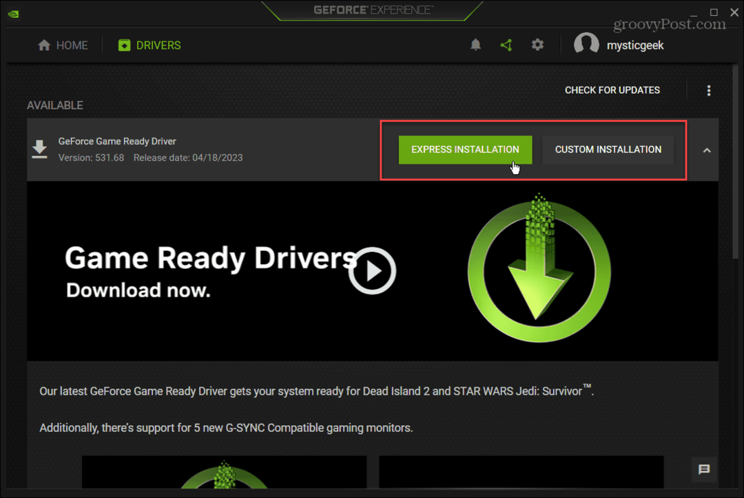 Actualizați driverul plăcii grafice NVIDIA