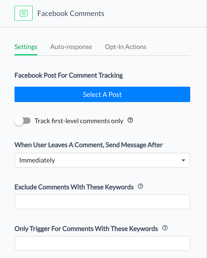 Alegeți-vă postarea pe Facebook și introduceți cuvântul cheie pe care utilizatorii îl vor introduce în comentarii pentru a declanșa botul.