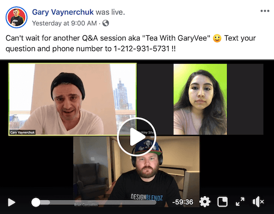 Facebook Live de la Gary Vaynerchuk