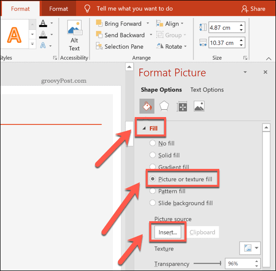 Inserarea unei imagini într-o formă în PowerPoint