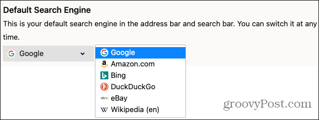 Motor de căutare implicit Firefox