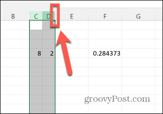 Excel marginea dreaptă a antetului coloanei