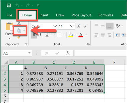 Copierea datelor selectate în Microsoft Excel