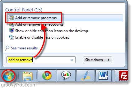 adăugați sau eliminați programele din Windows 7