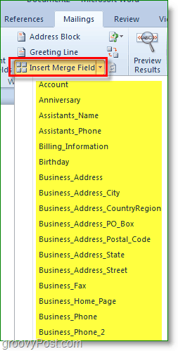 Captură de ecran Outlook 2010 - inserați mai multe câmpuri personalizate, totuși opțional