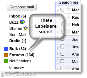 etichete inteligente captură de ecran gmail
