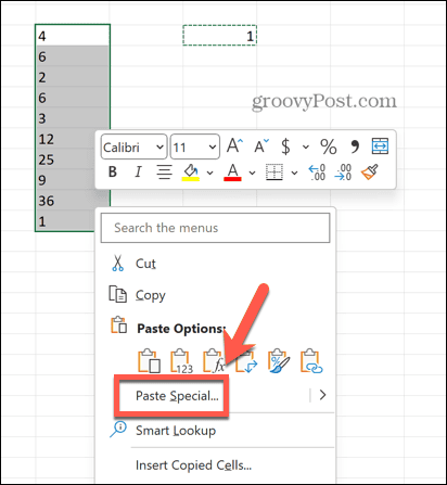 Excel paste special multiplicare