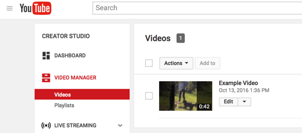 Puteți găsi Managerul video în Studioul de creație YouTube.