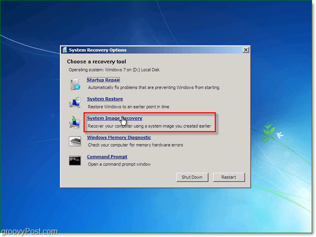 Windows 7 are 5 moduri diferite de a vă recupera sistemul, alegeți recuperarea imaginii de sistem