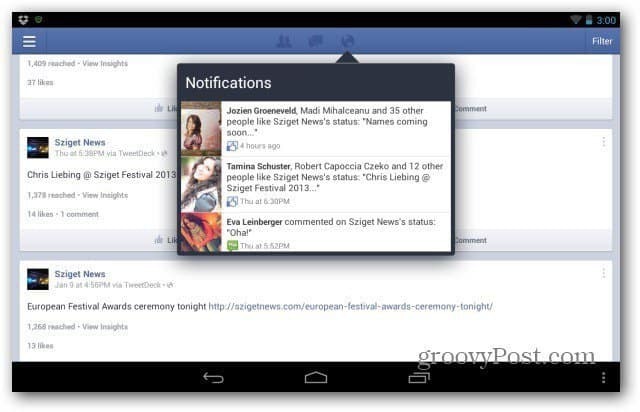 Aplicația Manager de pagini Facebook pentru Android Tour