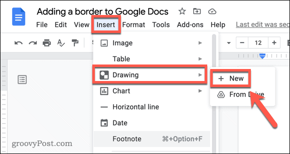 Se inserează un nou desen Google Docs
