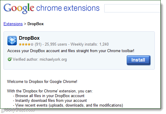 Dropbox pentru google chrome ca extensie de michaelyork.org
