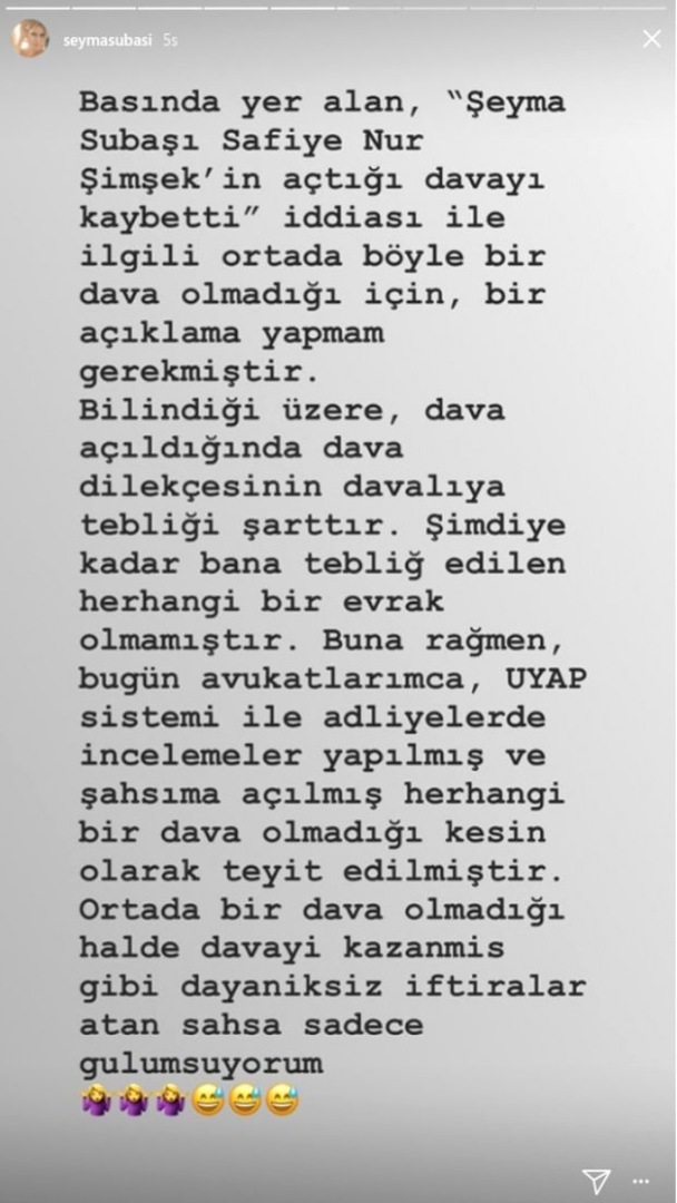 Răspunsul lui Șeyma Subașı la afirmațiile lui Safiye Nur Șimsek!