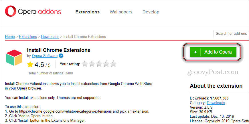 Opera Instalare instalare extensie Chrome