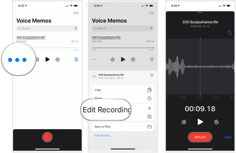 Editarea înregistrărilor memo-urilor iPhone Voice